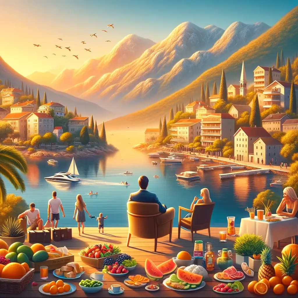 A warm, inviting, and vibrant image representing an individual's new life in Montenegro. It should reflect the concepts of comfortable living.